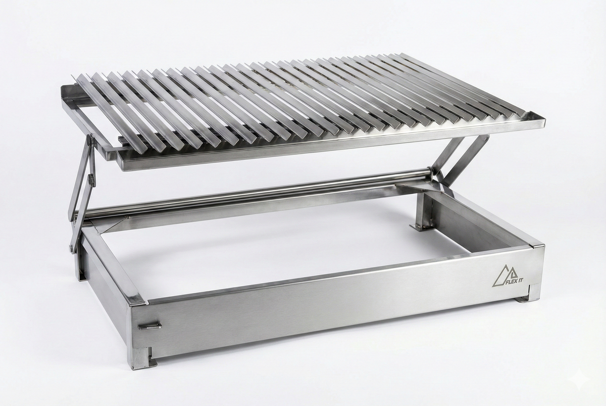 Parrilla Empotrable a Carbón en Acero Inoxidable – Sistema Elevable