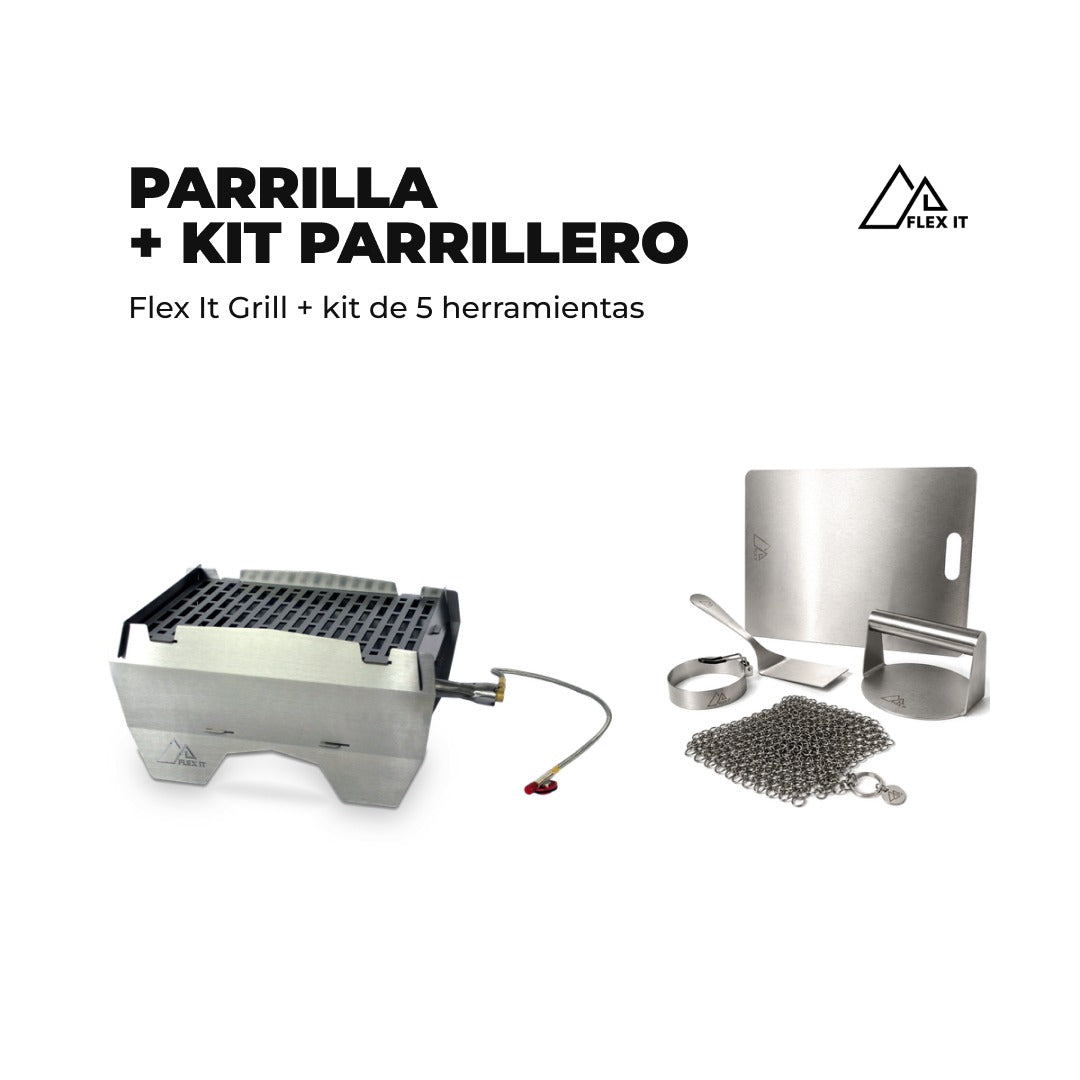 Parrilla Flex It Grill + Kit Parrillero de 5 herramientas